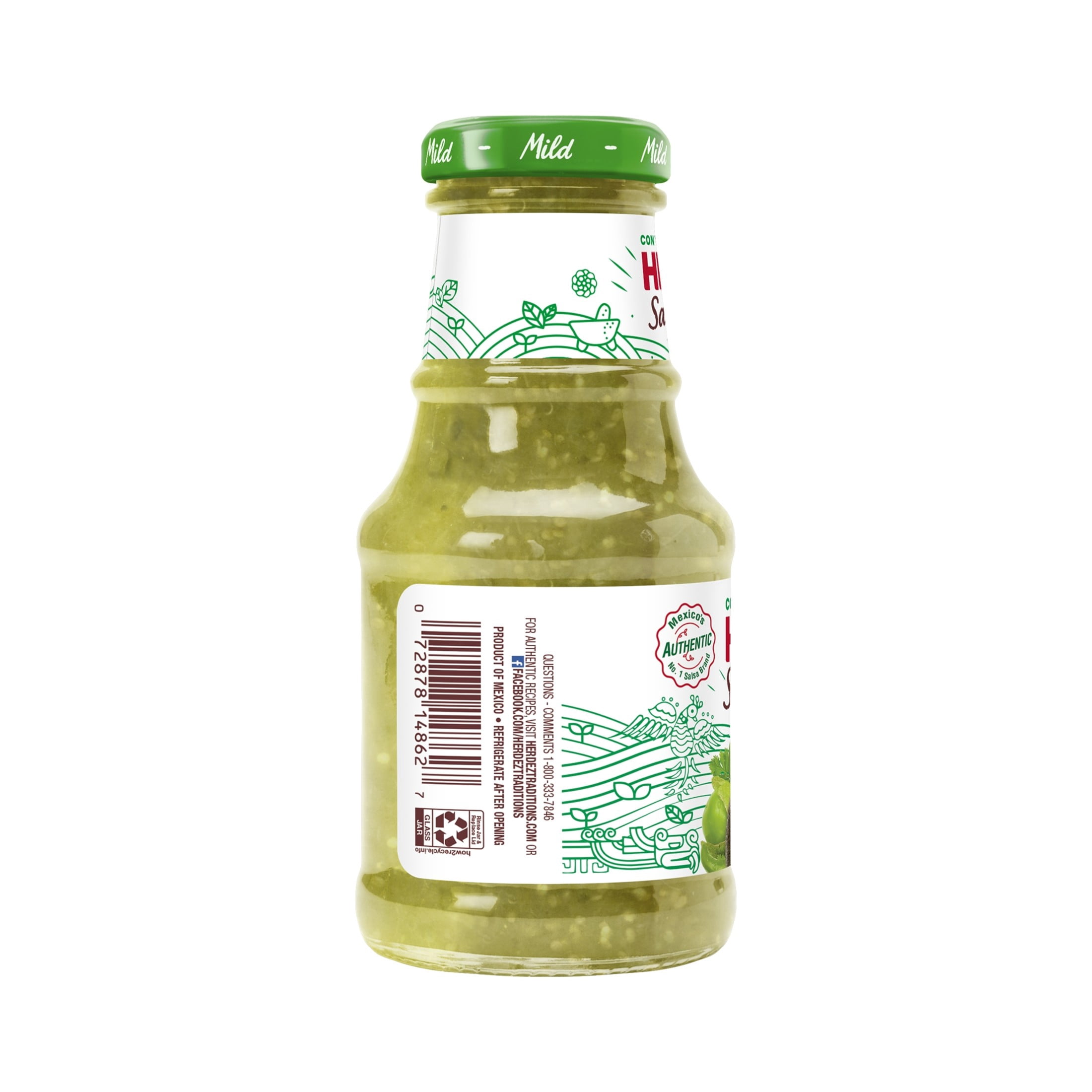 (2 pack) HERDEZ Salsa Verde Mild, Tortilla Chip Dip, Shelf Stable, 8.5 oz Glass Bottle