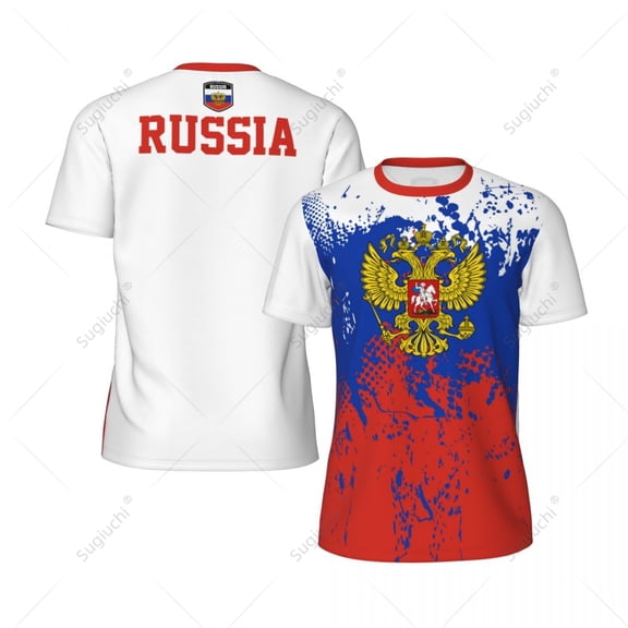 Exclusive design Russia Flag Grain 3D Printed Men For Running Bike Soccer Tennis Fitness Sports tshirt Mesh Fans Short T-shirt