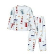 thumbnail image 2 of Junzan Nautical Lighthouse Sailboat Print Womens Pajama Sets,Long Sleeve Button Down For Women Pjs 2 Piece, 2 of 9
