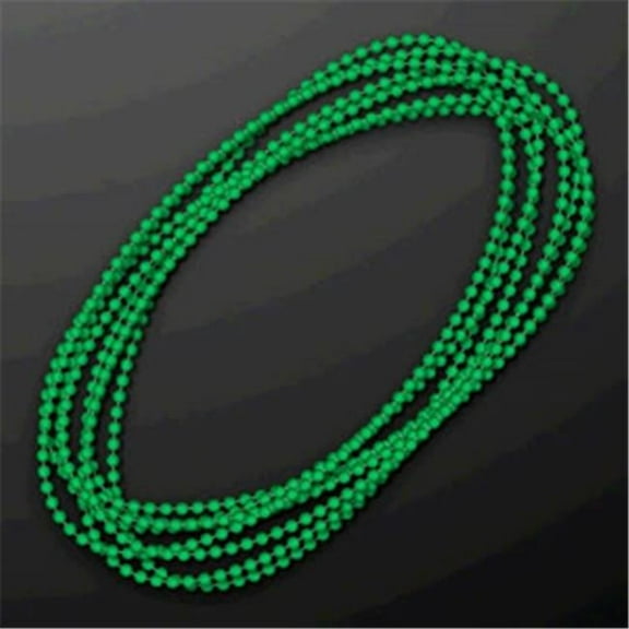 Blinkee A410 Smooth Round Opaque Bead Mardi Gras Necklace, Green - Pack of 12