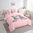 thumbnail image 3 of Manfei Letter A Monogrammed 7-Piece Twin Bedding Sets,Kawaii Axolotl Bedding Comforter Set,Watercolor Coral Sheet Sets For Child,Microfiber Room Decorative Reversible, 3 of 8