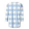 thumbnail image 4 of LYEAA Womens Tops 3/4 Sleeve Plus Size Plus Size Crew Neck T-shirt Fashion Checkered Tees Loose Soft Comfortable Blouse Dressy Casual Breathable Trendy Clothing Blue L, 4 of 4