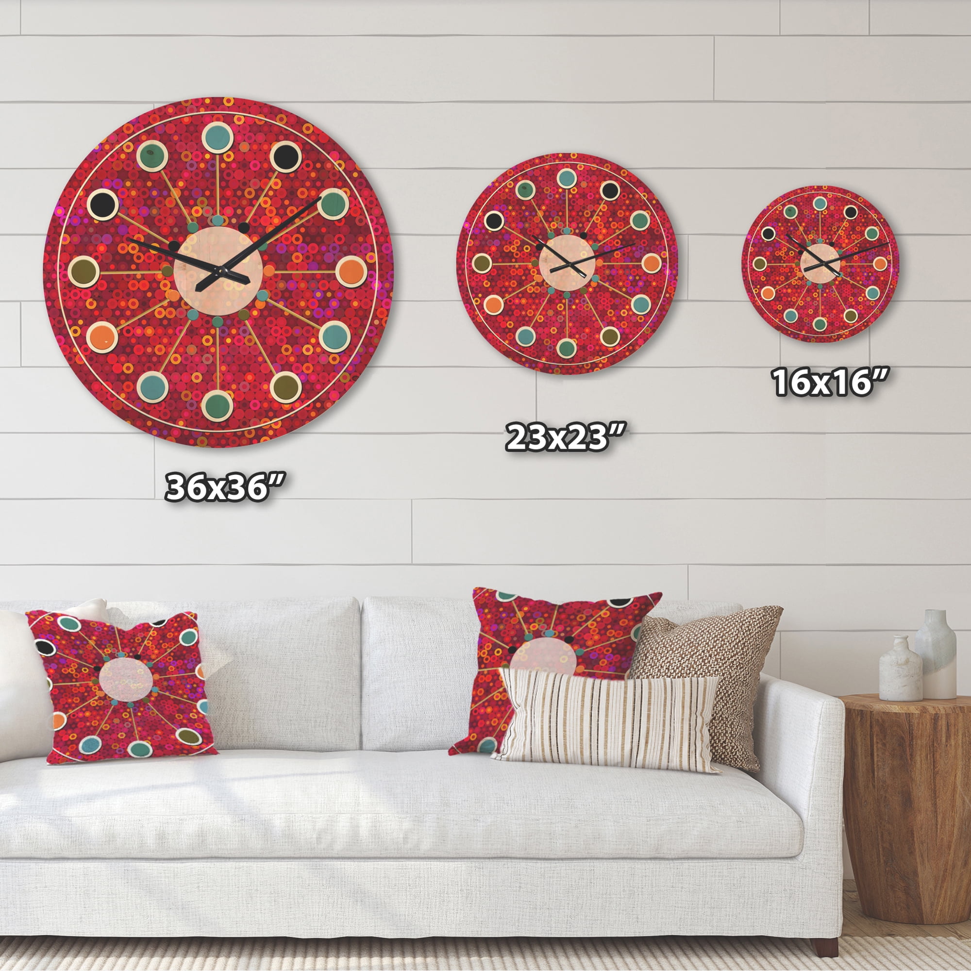 Designart 'Circular Retro Pattern Design II' Mid-Century Modern Wood Wall Clock