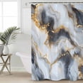thumbnail image 4 of Abstract Impressionist Style Shower Curtain Set ，Waterproof Fabric Shower Curtains Gary Gold Marble Texture Shower Curtains for Bathroom,Bathroom Decor 72"x84", 4 of 6