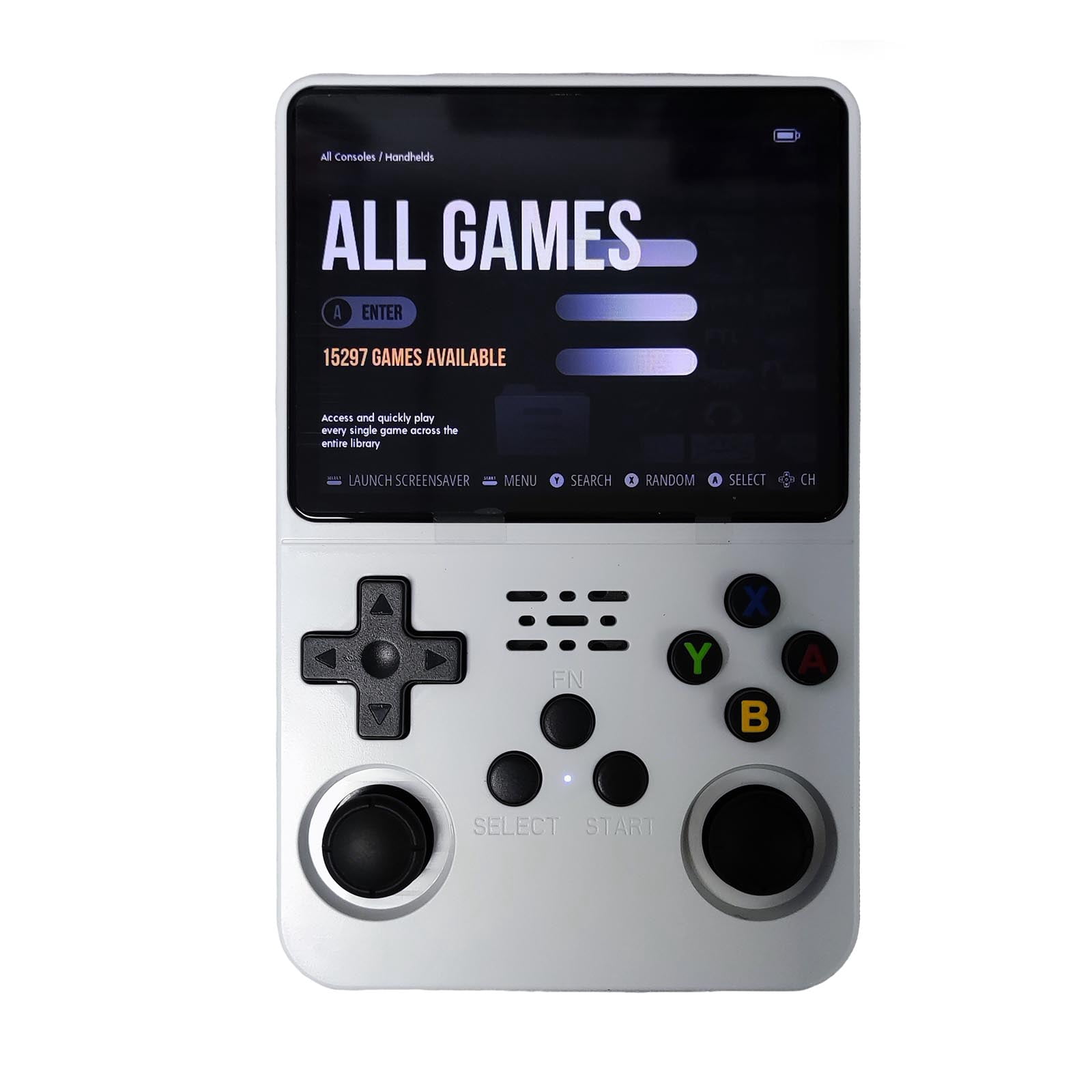 R36S Open Source Retro Handheld White 64G: Large Screen, Long-Lasting Big Battery