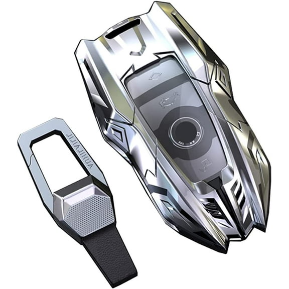 Key Fob Cover Case Full Protection for BMW 1 3 4 5 6 7 Serie Keychain X3 X4 M2 M3 M4 M5 M6 Keyless Smart Remote (Silver)