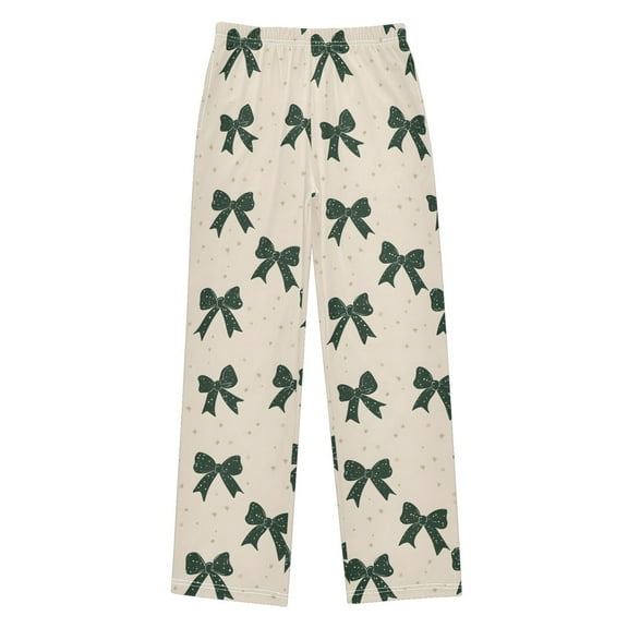 joogoo Green Bows Pajama Pants Pj Bottoms Sleepwear Lounge L