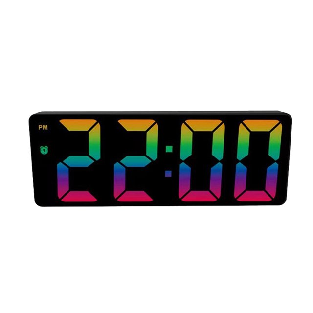 Despertador LED Inteprter con pantalla clara brillo ajustable y control de voz Cara de concha negra
