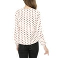 thumbnail image 4 of INSPIRE CHIC Women's Valentine's Day Ruffle Neck Long Sleeve Blouse Shirts 2XL White Red-Dots, 4 of 8