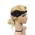thumbnail image 4 of MSJUHEG Hair Ties Headbands For Women Flapper Great Gatsby Headband Pearl Charleston Party Bridal Headpiece Lady Hair Bands Black One Size, 4 of 4