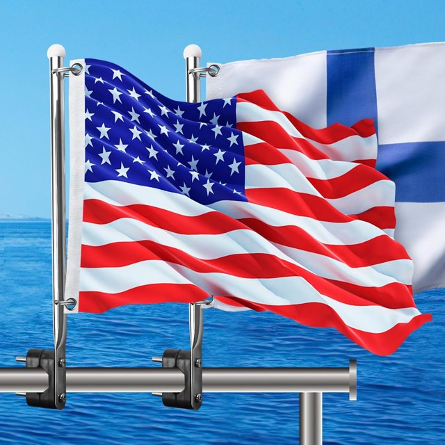 Soporte para mástil de bandera de barco FLAGMESAGE, acero inoxidable, 30 cm