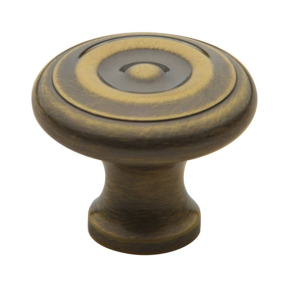Baldwin 4655050 1.25 in. dia. Colonal Cabinet Knob, Satin Brass & Black