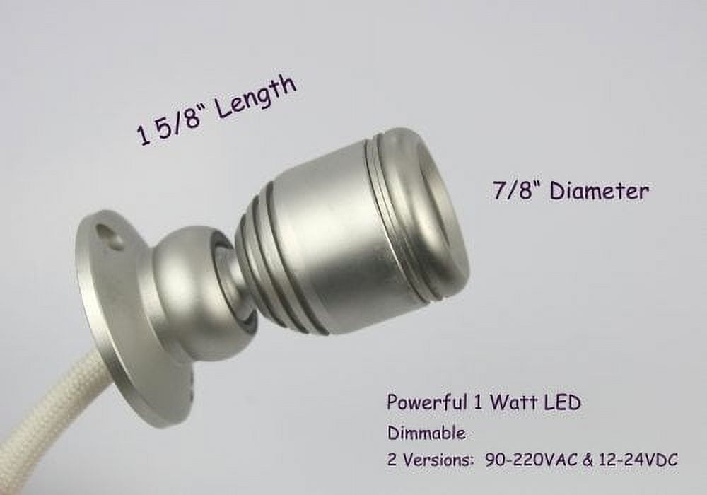 Tiny LED Spotlight - 1 Watt High Power LED - 1 Diameter - 100 Lumen -  Waterproof - Cool White - 10 to 30VDC