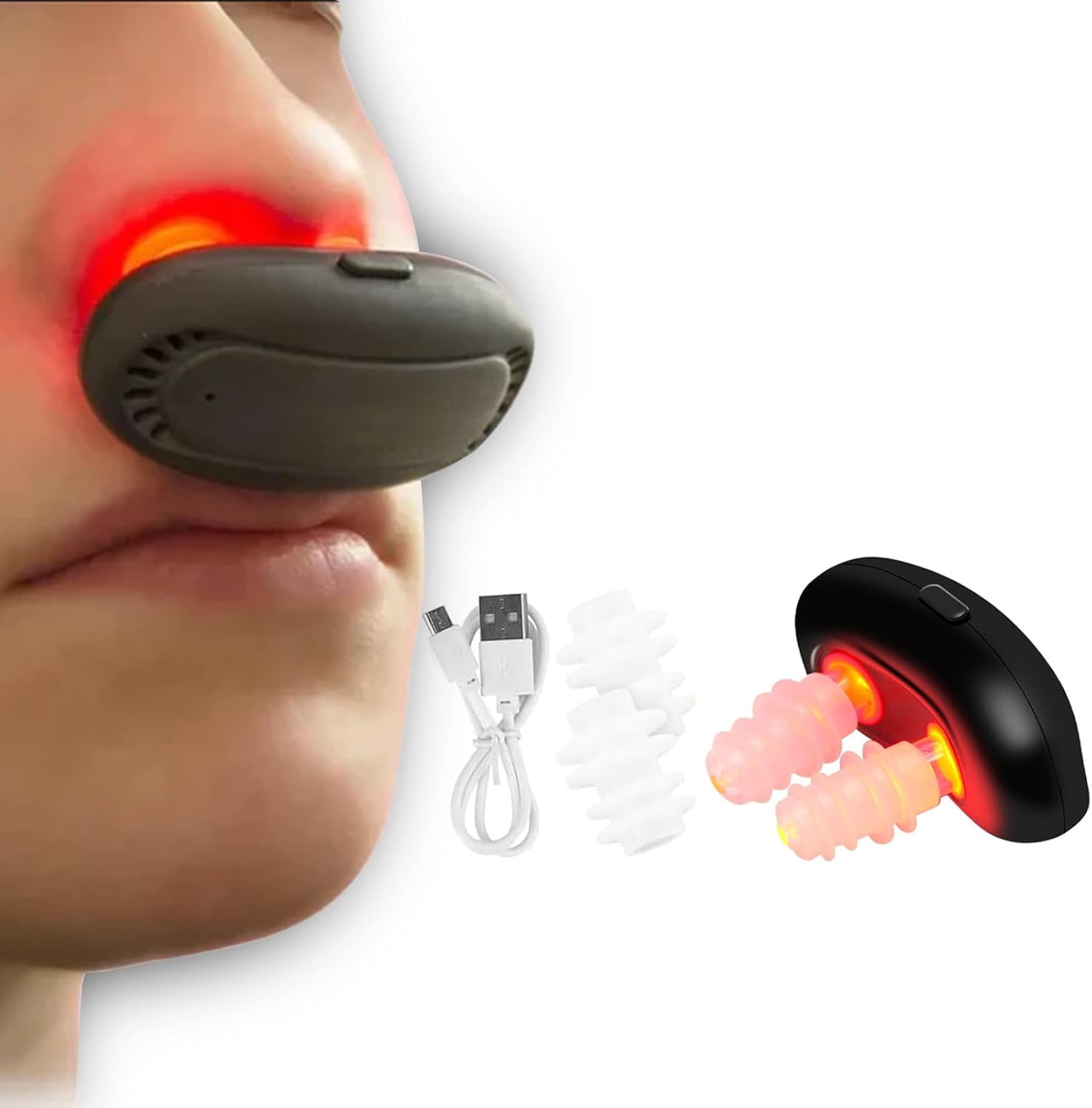 ABCISI Red Light Nasal Therapy Device, Portable Red Light for Nose, Red Light Nasal Soothing Device Relieves Nasal Dryness and Sinus Discomfort, USB Charging (1 pcs)