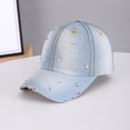 thumbnail image 2 of Rhinestone Denim Baseball Cap for Women Studded Faded Blue Jean Crystal Bling Cap Adjustable Trucker Hat Glitter Sequin Fashion Caps Sun Protection Outdoor Hat 2026 Fall Outfits, Light Blue, 2 of 7