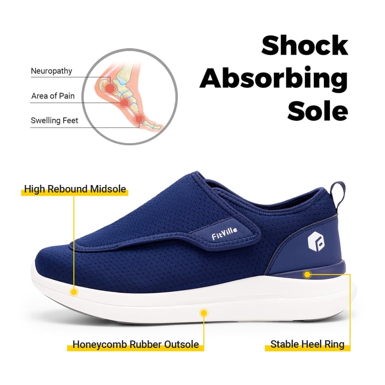 FitVille Diabetic Shoes for Men Extra Wide Slip-on Shoes for 