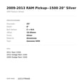 thumbnail image 3 of Dodge Ram 1500 Wheel 2009-2012 20" Factory OEM Silver 1DZ12TRMAB, 3 of 3