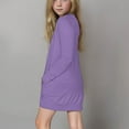 thumbnail image 3 of Girls Lightweight Open Front Cardigan Soft Long Sleeve Tops with Pockets Solid Loose Casual Boyfriend Cardigans 9 Years, Purple, 3 of 7