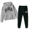 thumbnail image 4 of Gerichy Toddler Baby Boy Clothes Fall Winter Outfit, Boys 2 Piece Outfit Long Sleeve LOSANGELES CALIFORNIA Print Pullover Hoodie Sweatshirt Loose Sweatpants Bottom Joggers Sport Running Suit, 4 of 6