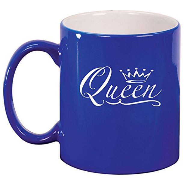 Ceramic Coffee Tea Mug Cup Queen Fancy (Blue)