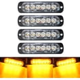 thumbnail image 1 of 8-pack 6 LED Amber Strobe Lights Vehicles Trucks Emergency Strobe Lights Kit 12V -24V Beacon Warning Hazard Flash Strobe Lights Bar Grill Grille Surface Mount Super Bright Waterproof, 1 of 7