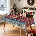 thumbnail image 4 of Nanqianyi Plaid Christmas Village Tablecloth 52x70 Inch,Waterproof Stain Resistant Dining Table Cover, 4 of 7