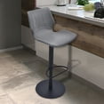 thumbnail image 6 of Zuma Adjustable Swivel Metal Barstool in Vintage Coffee Faux Leather and Black Metal Finish, 6 of 9