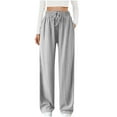 thumbnail image 1 of Timegard Lounge Pants for Women Elastic High Waist Straight Leg Ruched Loose Trousers Solid Color, 1 of 8