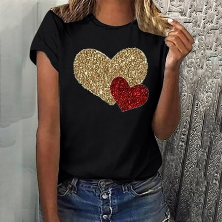 

YFPWM Tops for Teens Cute Tops Lace Tops Yoga Tops Tube Tops Wrap Tops Basic Tops Scrub Tops Custom Shirt Fall Blouses Funny Cute Short Sleeve Fall T Shirt Love Shirt