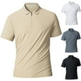 thumbnail image 3 of ohmzyzo Mens Zipper Golf Shirts Short Sleeve Casual Polo Shirts Moisture Wicking Solid Color Golf Shirt Gray 4XL, 3 of 3