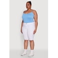 thumbnail image 3 of Womens Plus Size Stylish Snatched High Waist Bermuda Shorts with Faux Buttons, 3 of 5