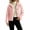 Pink, variant on Cropped Fleece Jacket Women Plus Size Turndown Collar Long Sleeve Solid Color Thick Velvet Lightweight Warm Fleece Coat Casual Outdoor Hiking Travel Sport Outerwear