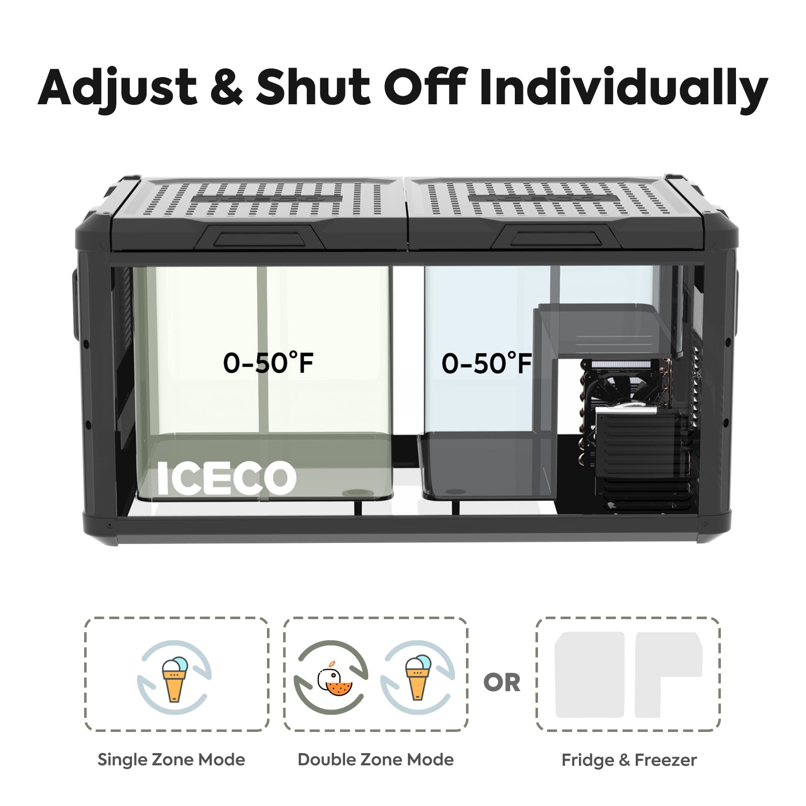 ICECO VL75 ProD 79 Quarts Portable Refrigerator Multi-directional Lid Dual Freezer Steel Compact