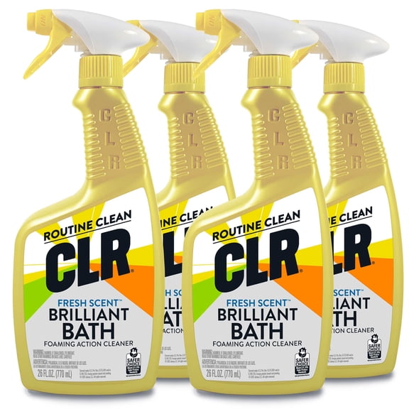 CLR Brilliant Bath Foaming Multi-Surface Cleaner, Fresh Scent, EPA Safer Choice, 26 oz (Pack of 4)