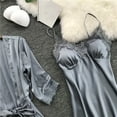 thumbnail image 4 of BONIXOOM Womens Pajamas Christmas Pajamas Sleepwear None Long Sleeve Sleepwear Sets Solid Gray L, 4 of 5