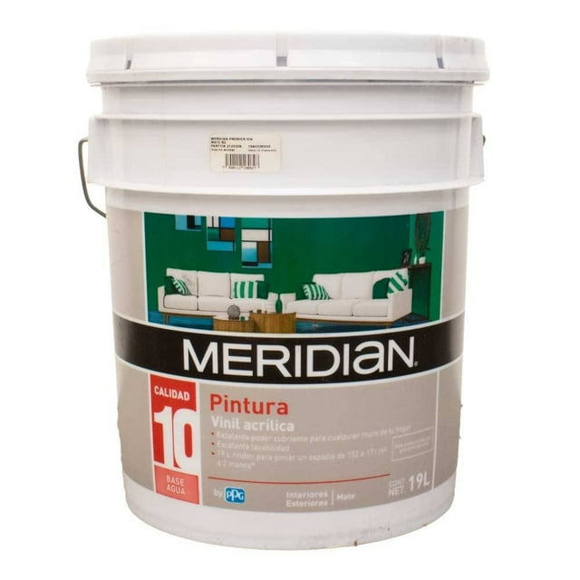 Pintura Meridian Vinil Acrílica Interiores y Exteriores Mate 19 Litros