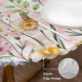 thumbnail image 3 of Wildflowers Round Tablecloth, Fitted Table Cover with Elastic for 36"-44" Round Tables, Spring Watercolor Tulip Floral Leaf Pink Plaid Table Cloth Outdoor Indoor Dinning Party Waterproof Tablecloths, 3 of 7