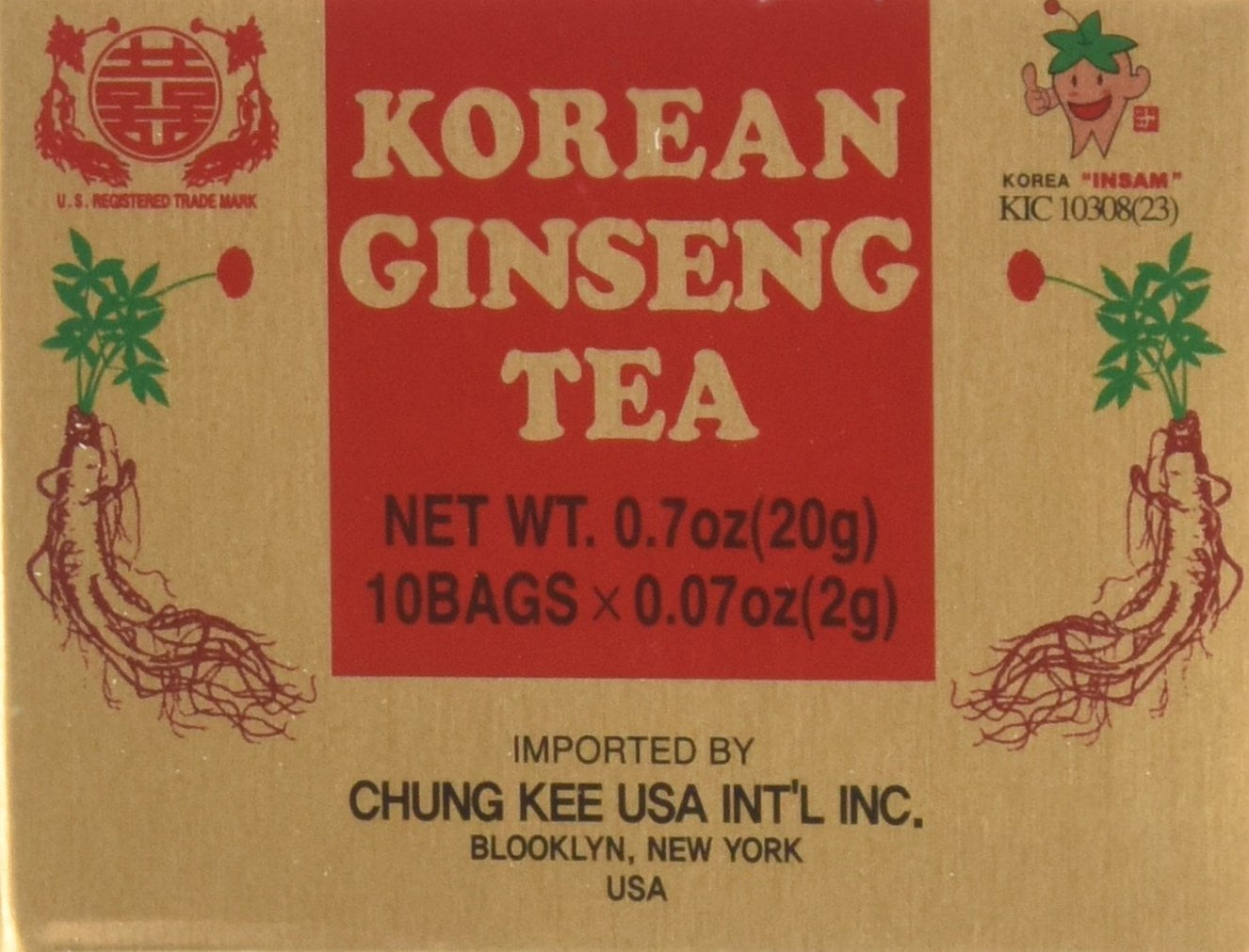 INSTANT KOREAN GINSENG TEA 100 Tea Bags - NET WT 7 oz (200 g)
