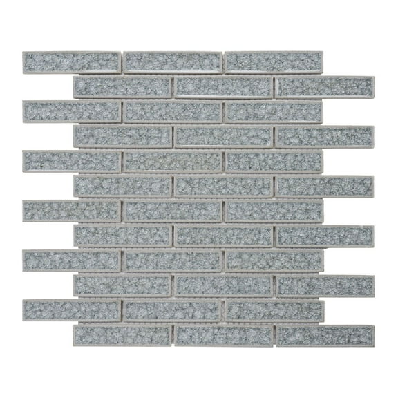 Modket TDH243CG Gray Crackle Glass Brick Joint Modern Mosaic Tile Kitchen Bathroom Backsplash