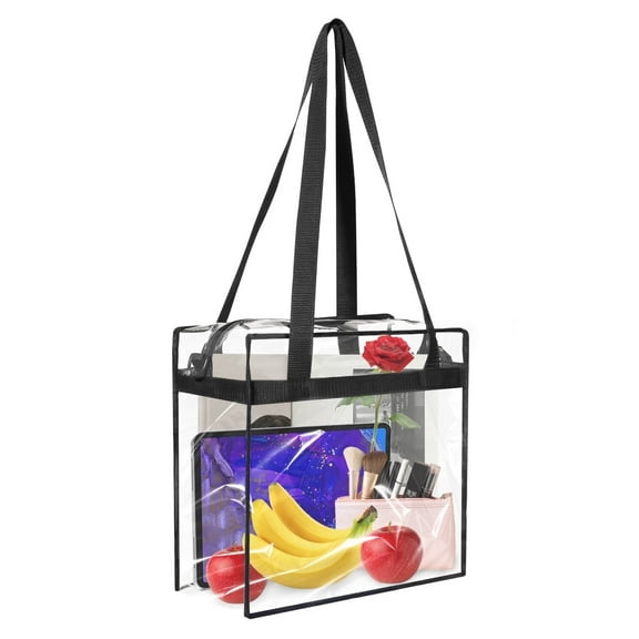 Kabuer Clear Tote Bag 12x6x12in, Large Capacity Transparent Shoulder Bag with Adjustable Shoulder Strap for Women