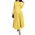 thumbnail image 2 of Women'S Fall Long Sleeve Wedding Guest Dresses One Shoulder Elegant Formal Pleated Midi Maxi Dress Yellow XL, 2 of 7