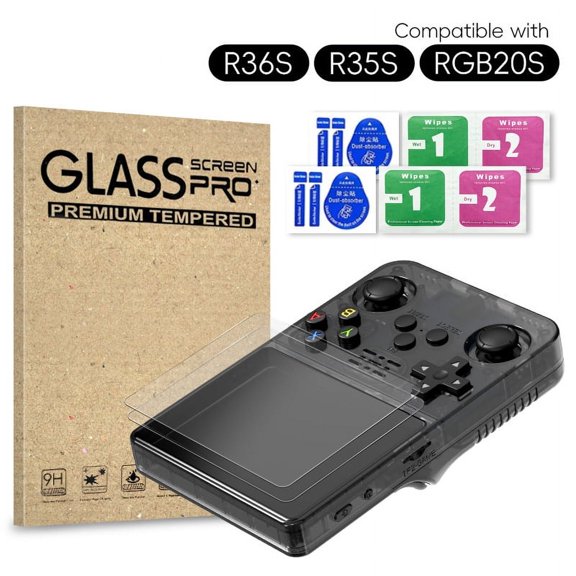 Screen Protector For R36S Gaming Console Protective Film for R36S/R35S/RGB20S 9H Tempered Glass Front Screen Protector Dust and Scratch Resistant Anti-Bubble 3.5-inch Screen Tempered Film