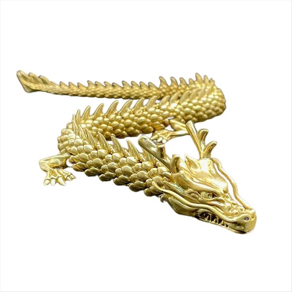 Gold Dragon with Movable Joints, Chinese Zodiac Dragon Collectible Figurines Table Decor Ornament, 3D Dragon Statue,1 x Dragon Statue,gold