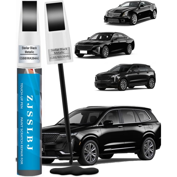 Stellar Black Metallic(GB8/WA384A) Touch up Paint for Cadillac, Quick & Easy Fix for Car Scratches, 2 in 1 Car Touch up Paint with Pen Tip and Brush