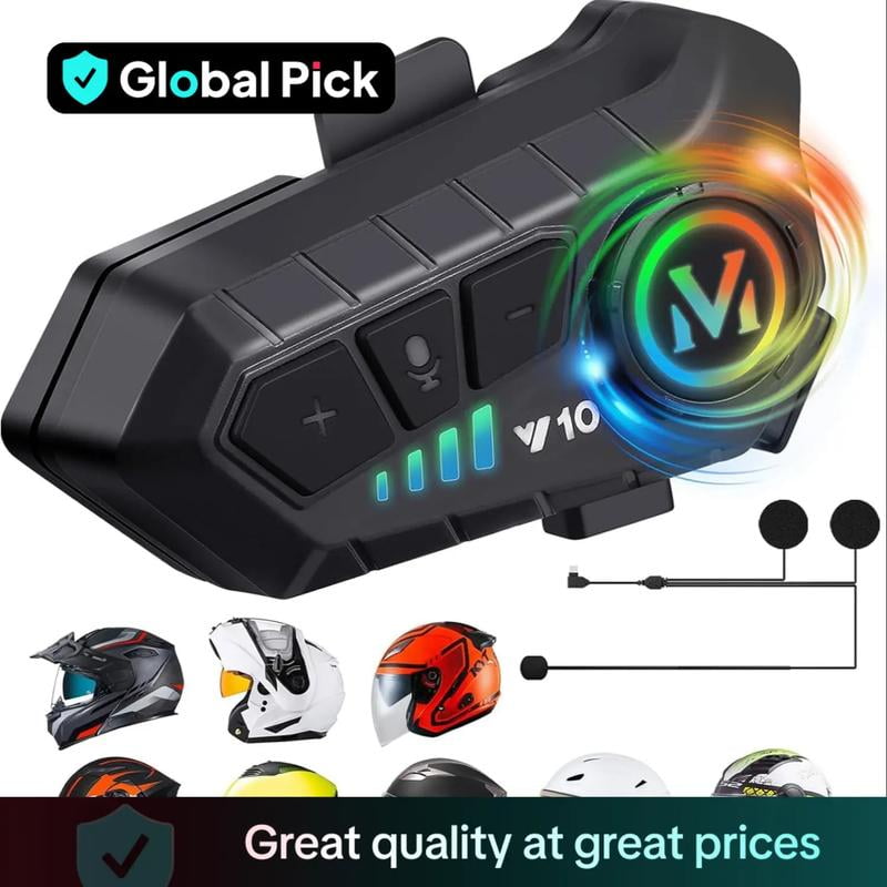 Rechargeable Motorcycle Helmet Speaker, IPX6 Waterproof Helmet Earphone with Automatic Response/Call Music Control, Compatible with All Helmets