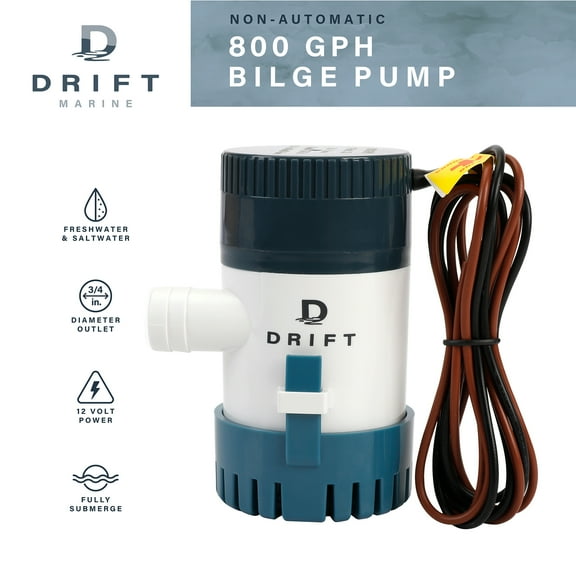 D DRIFT ALL THINGS WATER 800GPH Non-Automatic Submersible Bilge Pump