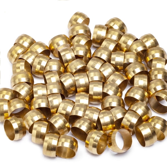 LTWFITTING 1/2" Brass Compression Sleeves Ferrels,Brass Compression Fitting(Pack of 50)