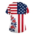 thumbnail image 4 of Iaqnaocc Patriotic Scrubs for Women 4th of July American Flag Floral Print Nurse Working Uniforms Trendy V-Neck Side Slits Scrub Tops Party Short Sleeve Medical Workwear with Pockets Blue 3XL, 4 of 4