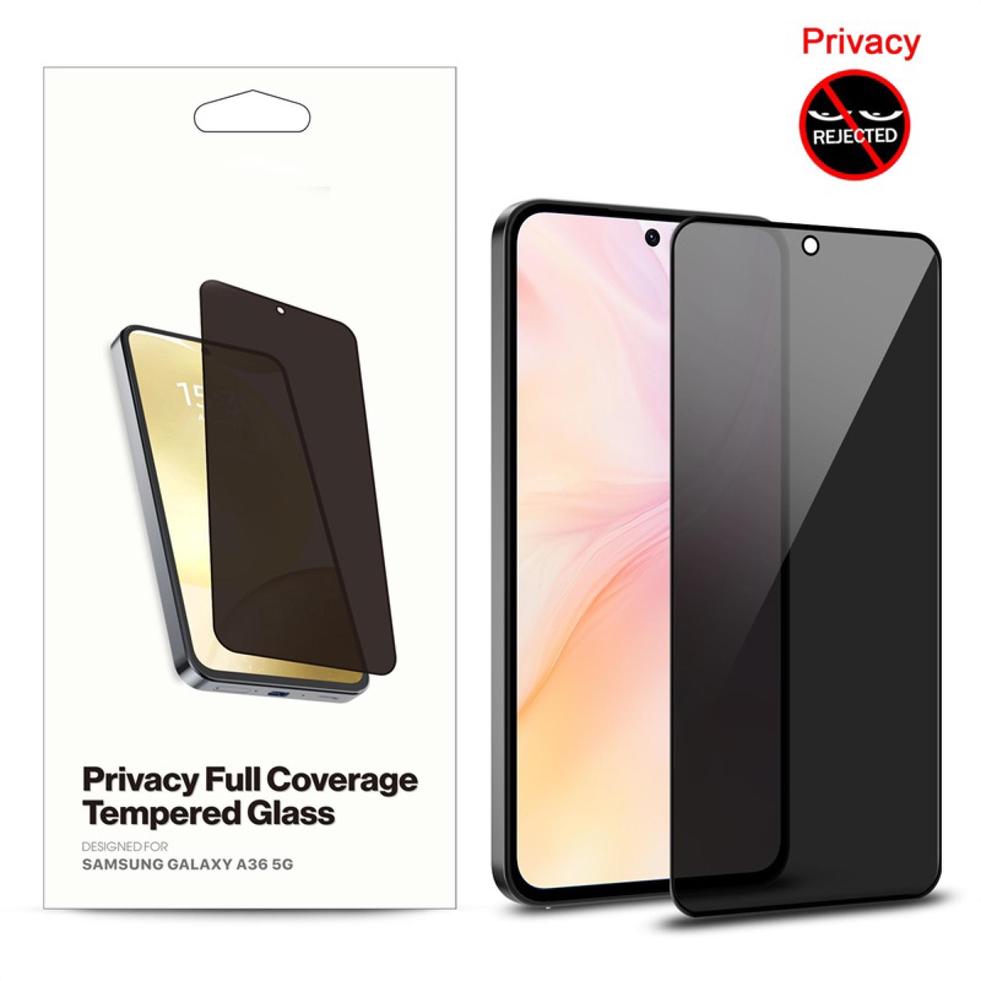 2 in 1 Complete Protection Bundle compatiable with Galaxy A36 5G – Black Wallet Folio Case + Full-Coverage Privacy Screen Shield