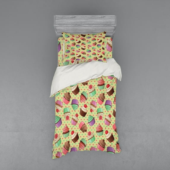 Ambesonne Colorful Bedding Set 3 Pcs, Bakery Polka Dots, Twin, Multicolor